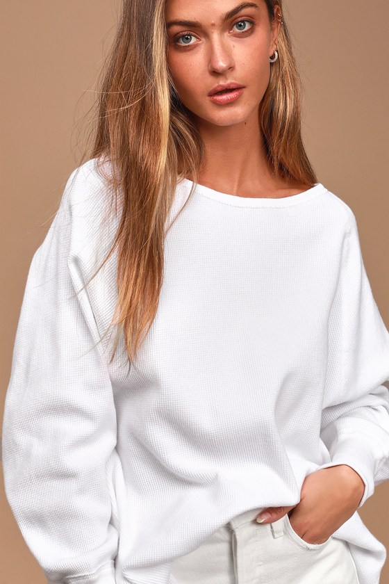 Free People Amelia - White Thermal Top - Oversized Top - Lulus
