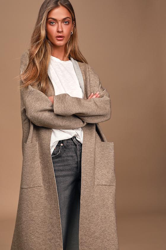 Taupe Coatigan Knit Duster Trendy Long Cardigan Lulus