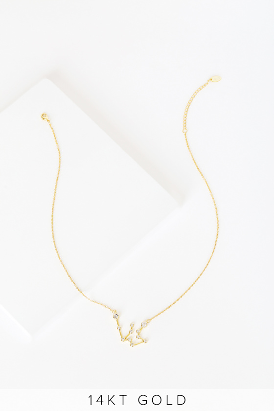 When Stars Align 14k Gold Constellation Aquarius Necklace 2