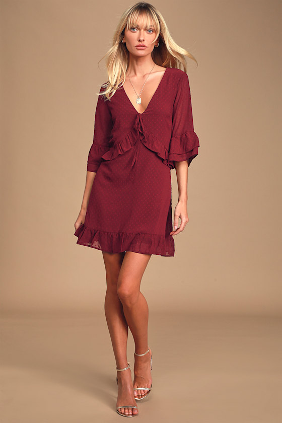 ADORA Swiss Dot Ruffled Tiered Mini Dress main image 1
