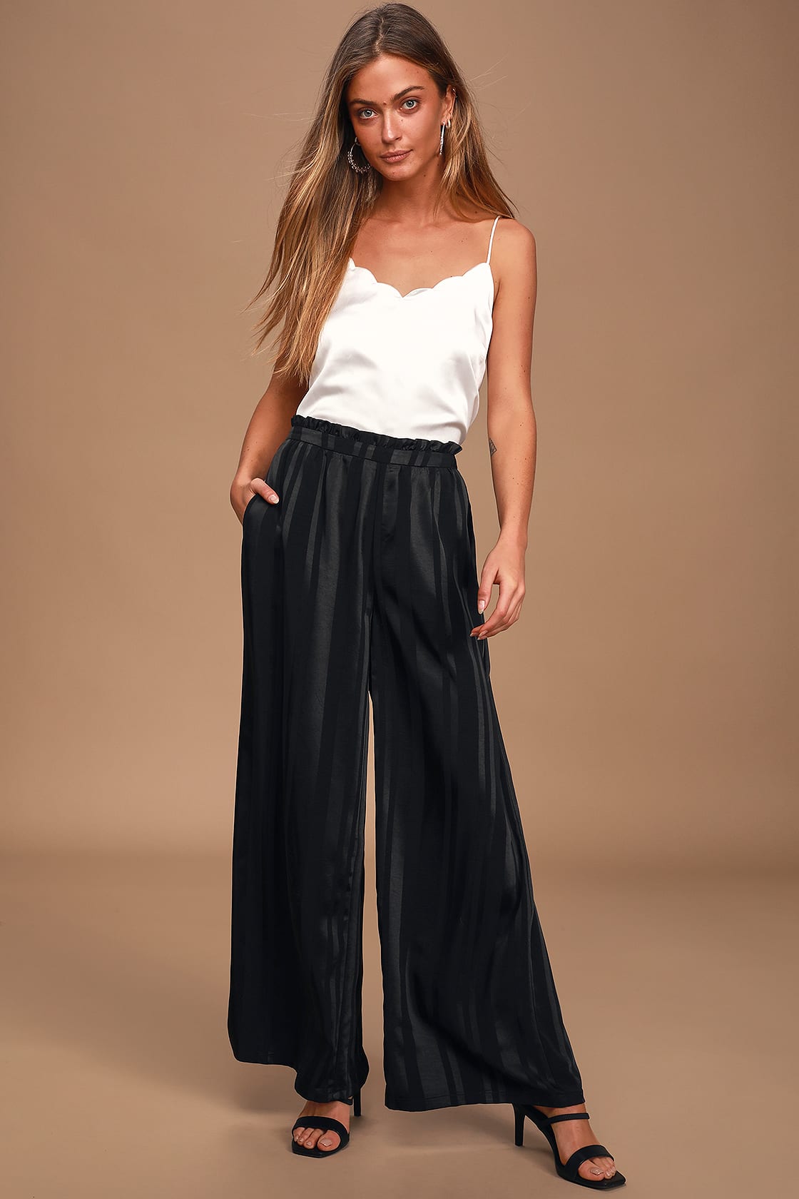 Chic Black Striped Pants - Cropped Pants - High-Waisted Pants - Lulus