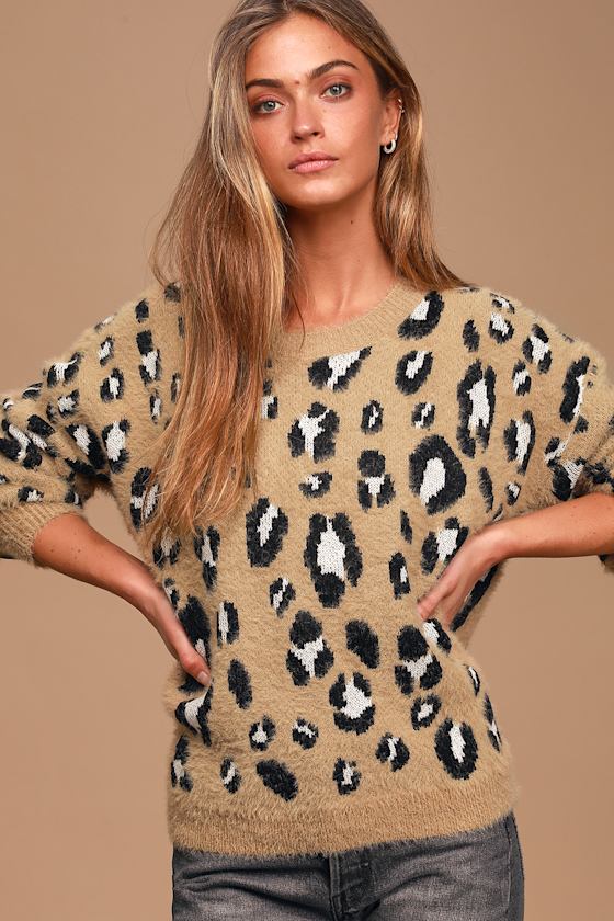 leopard print knit sweater