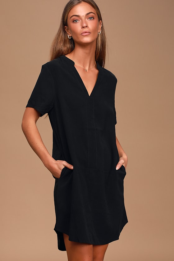 Siesta Black Short Sleeve Shift Dress 2