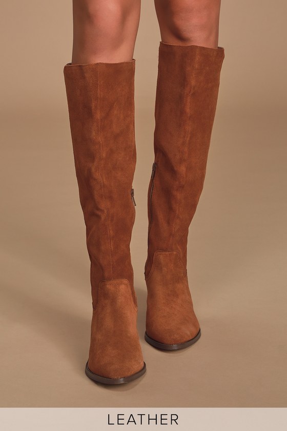 cognac color knee high boots