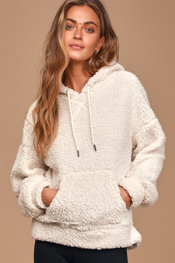 Never Better Cream Sherpa Pullover Hoodie