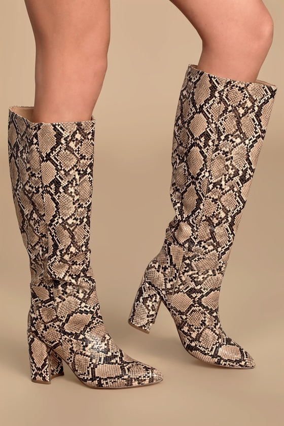 knee high snakeskin boots