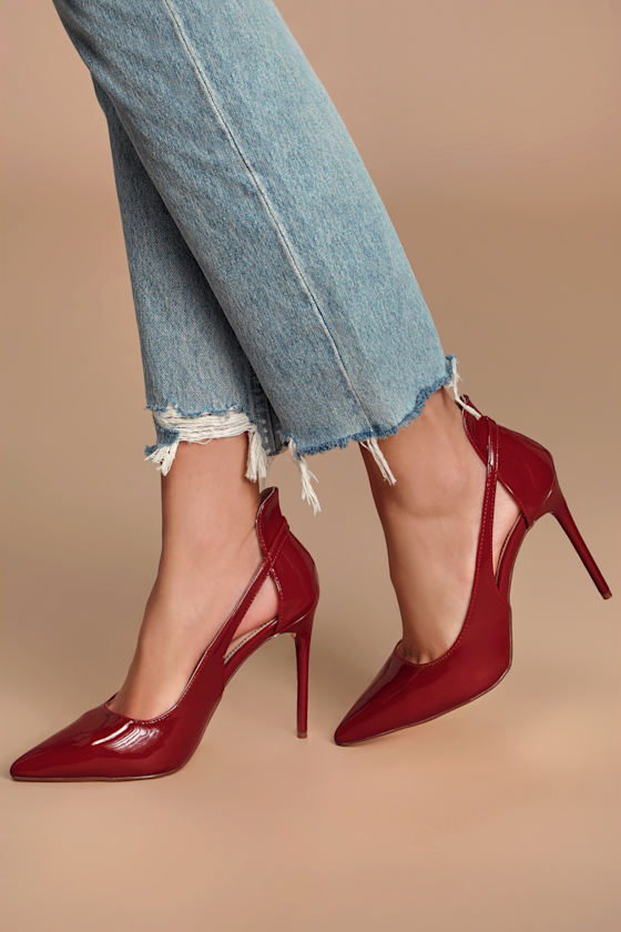 Vanna Oxblood Patent Pointed-Toe Pumps 4