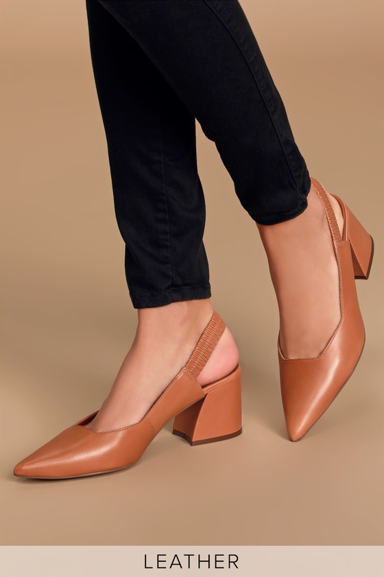 cognac pumps leather