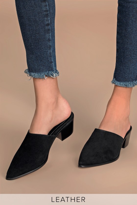 leather pointed toe mules