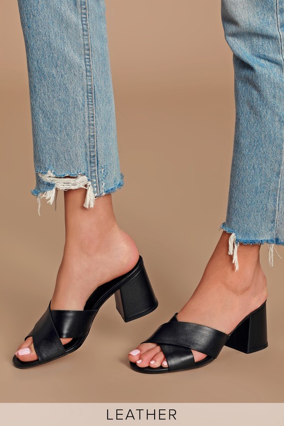 Lulus Henri - Black Nappa Leather Mules 