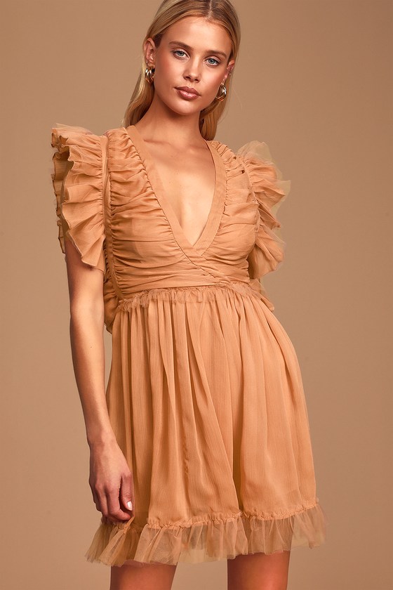 Porcelain Doll Blush Nude Ruffled Skort Dress