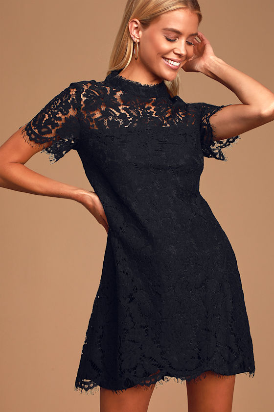 Rooted In Love Black Lace Shift Dress 2
