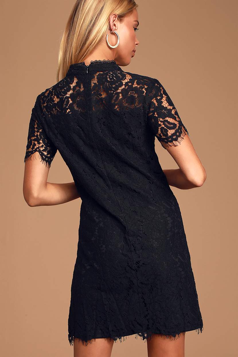 Rooted In Love Black Lace Shift Dress