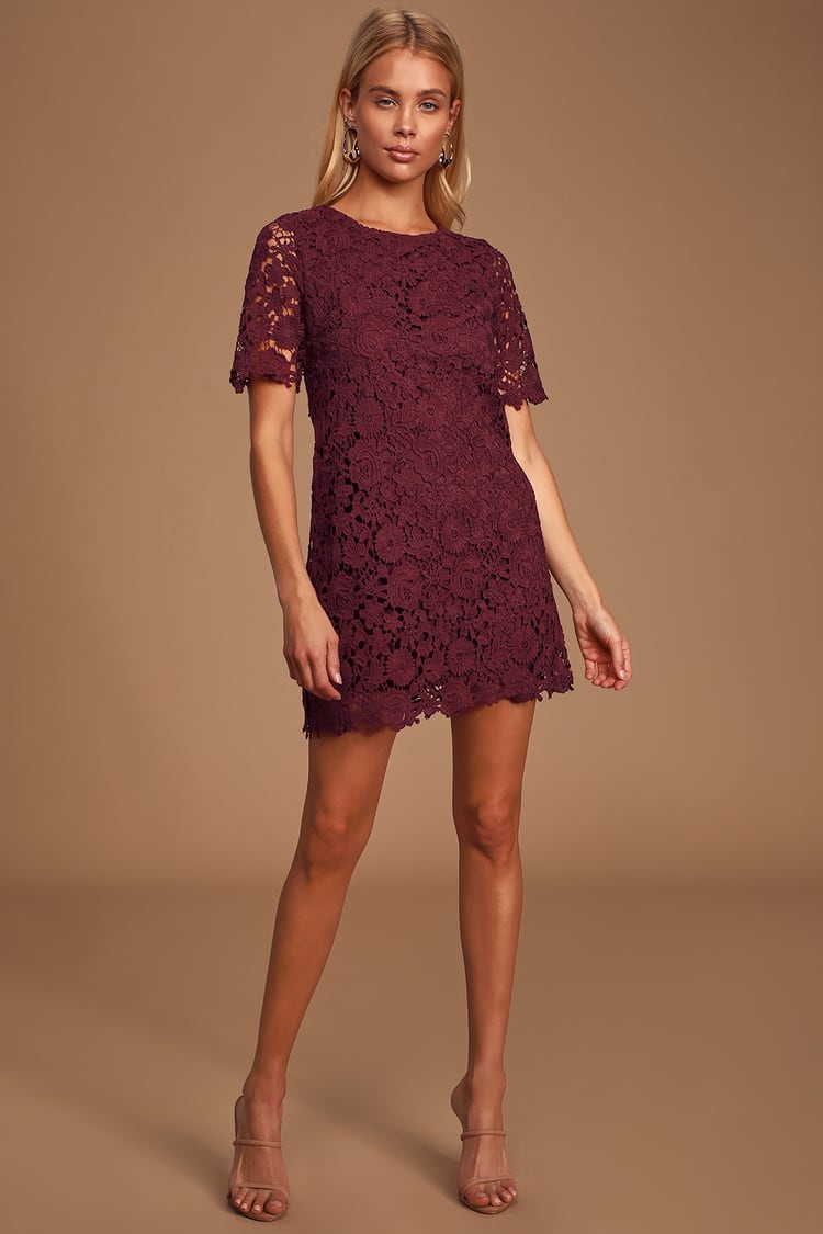 burgundy dress short sleeve