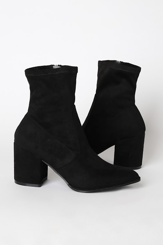 Cute Black Boots Suede Boots Sock Boots Suede Sock Boots Lulus