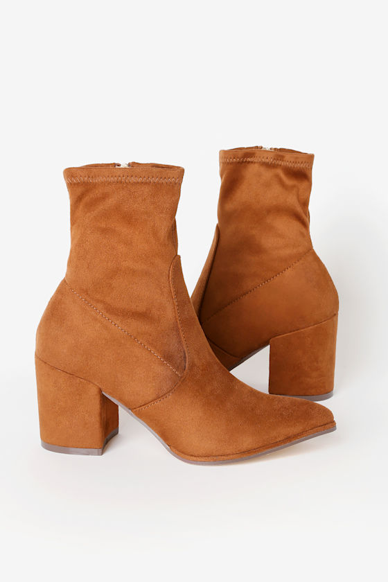 Viviyana Rust Suede Ankle Sock Boots 1