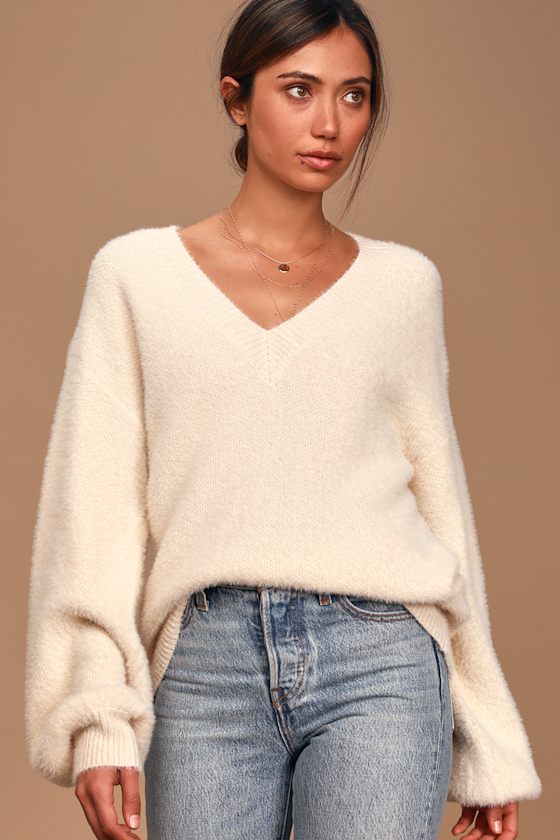 Always Be You Cream Eyelash Knit Oversized Sweater 2