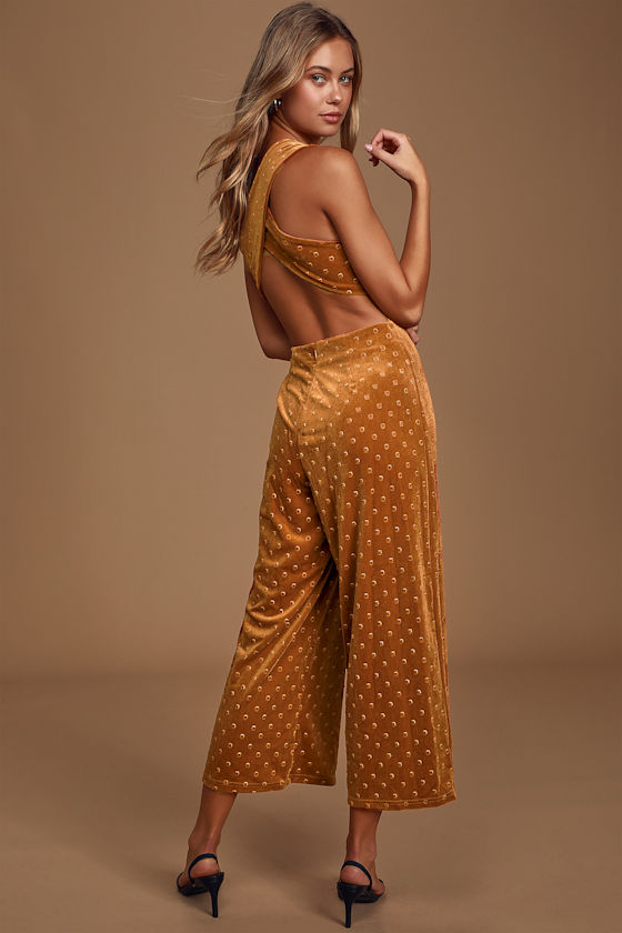 Dreamy Delight Rust Orange Velvet Sleeveless Culotte Jumpsuit 4