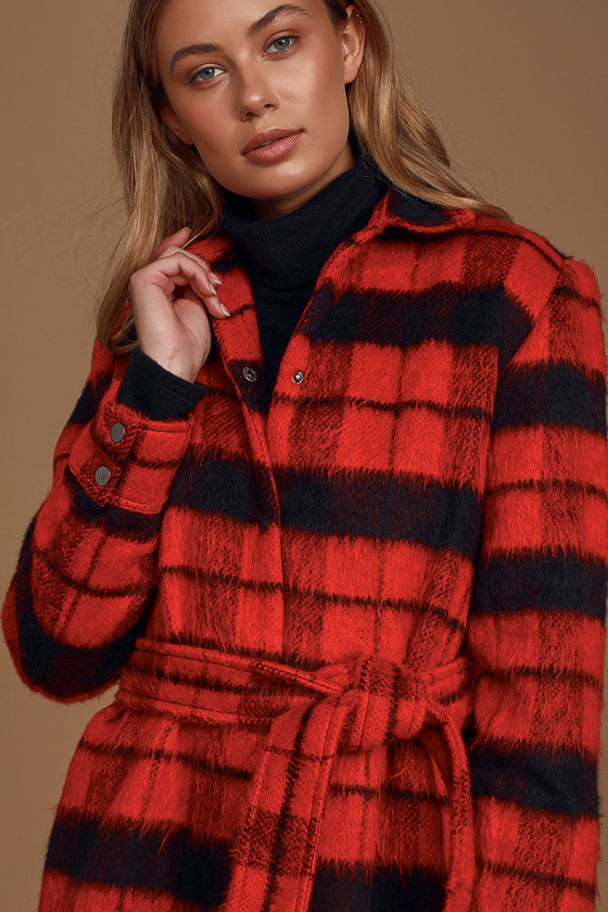 Wild and Wooly Red Plaid Coat - Lulus | Hippie Vintage Corner