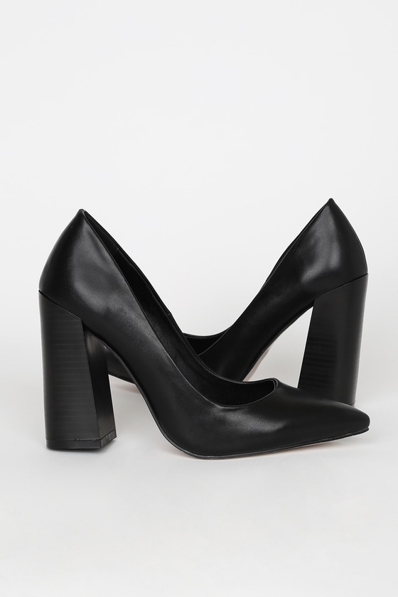 black pointed toe heels