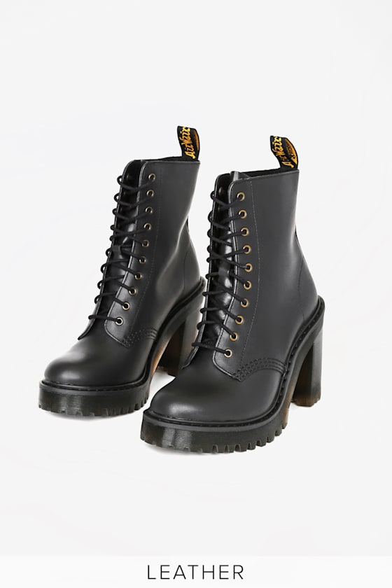 Kendra Black Leather Lace-Up High Heel Boots 3