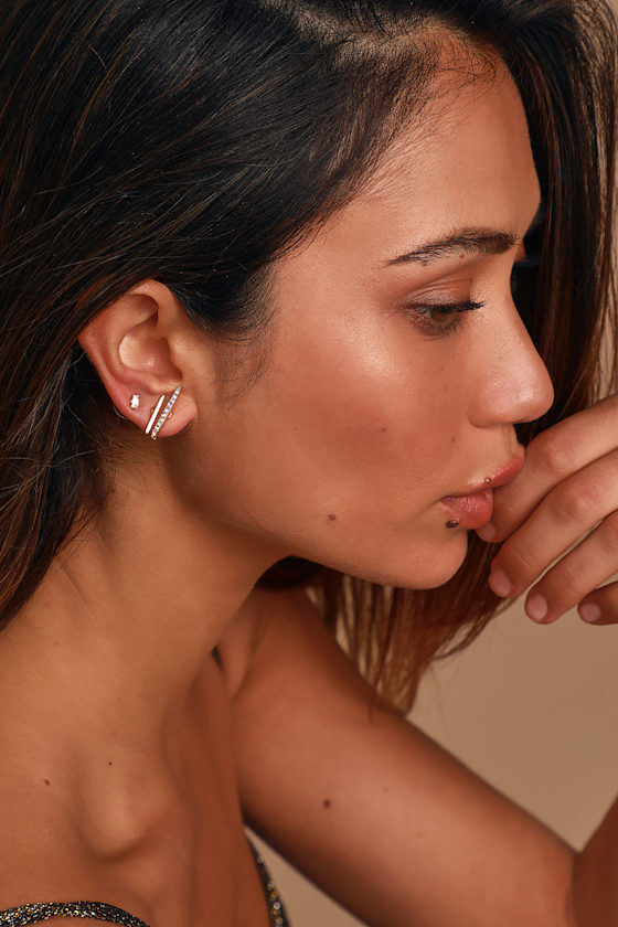 Set the Bar Gold Rhinestone Stud Earring Set 6