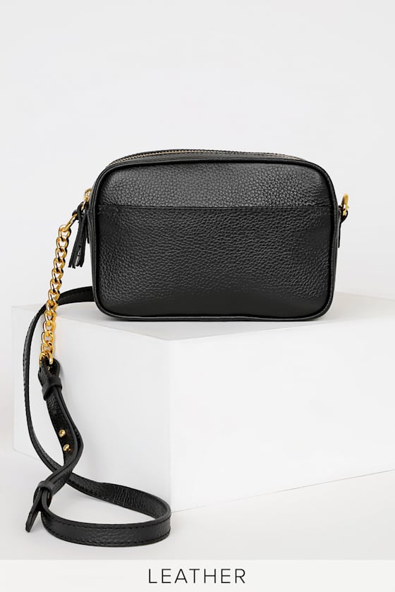 Chic Black Handbag Leather Handbag Camera Bag Purse Lulus