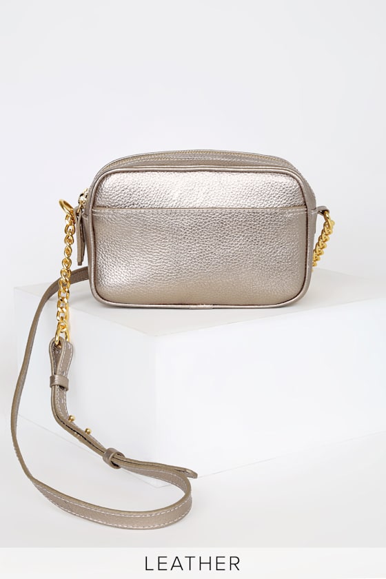 Chic Gold Handbag Leather Handbag Camera Bag Purse Lulus