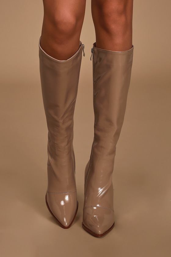 pointed patent boots