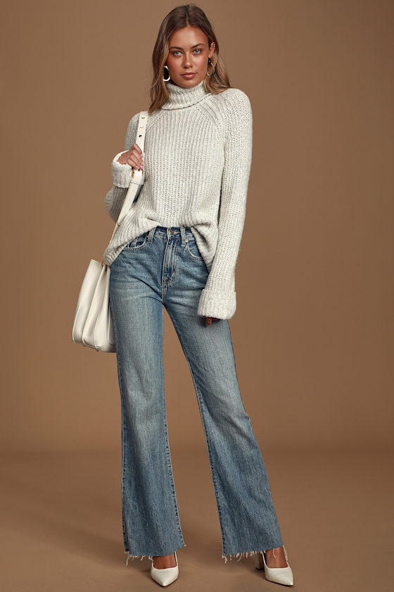 Harvest Moon White Marled Turtleneck Sweater 5