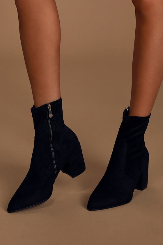Viviyana Black Suede Ankle Sock Boots 4
