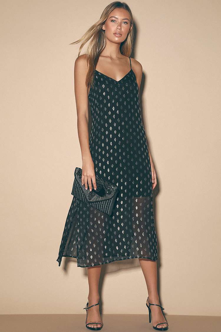 Bonnie Nuit Dress - Black Slip Dress - Midi Slip Dress - Lulus