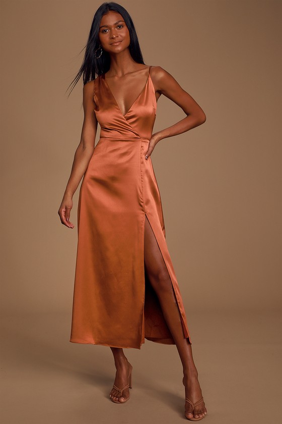 bronze midi dress