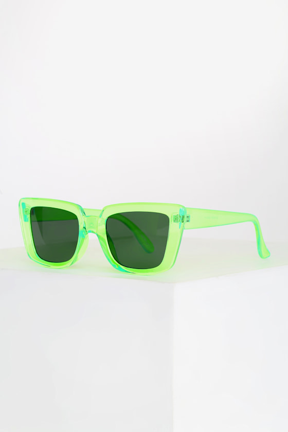 Valuable Asset Neon Green Transparent Sunglasses 1