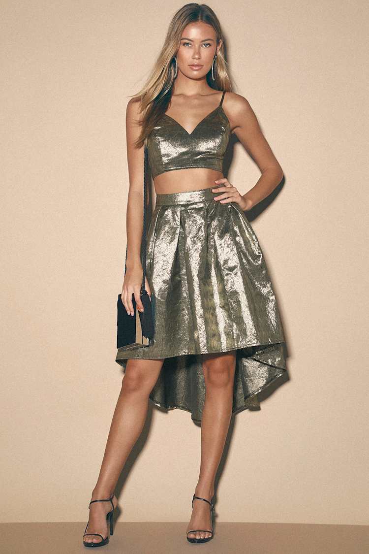 metallic two piece dress Metallic Glitter Dresses and Short Iridescent Glitter Dresses Tagged "Two-Piece Dresses" ABC Fashion