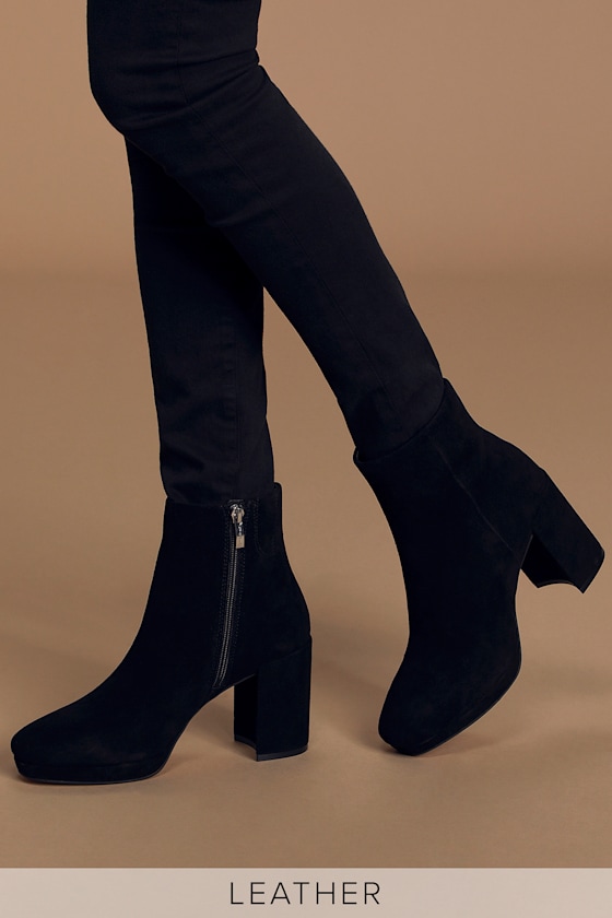 Steven by Steve Madden Vespa Black Suede Boots Platform Boots