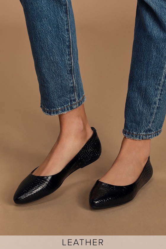 black crocodile flats