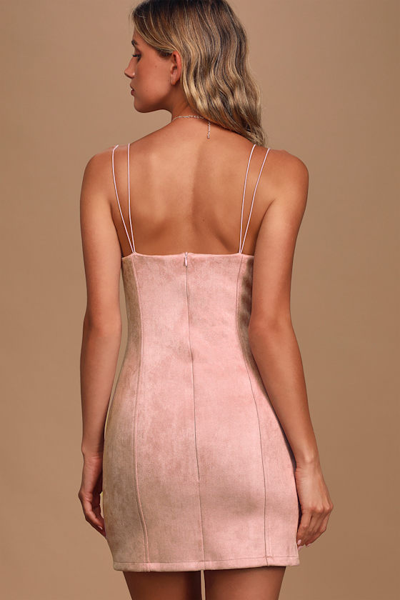 Flirt With Forever Blush Suede Sleeveless Bodycon Dress 5
