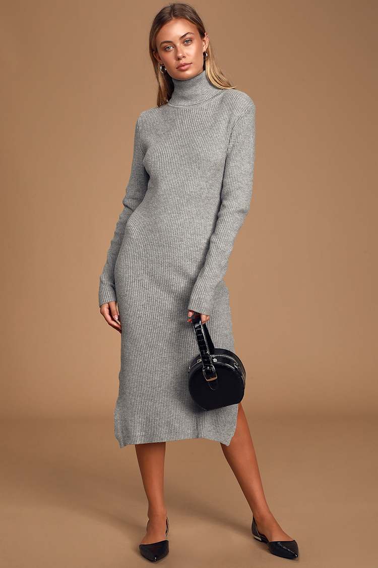 dillards halter dress Vhari Recycled Knit Sleeveless Turtleneck Mini Dress Mid Grey Melange main image 1
