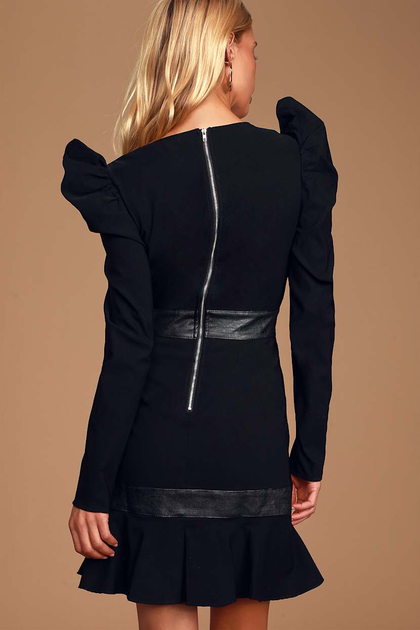 stripes binding long sleeve sequin party dress Elegant V Neck Lantern Sleeve Sequin A Line Dresses Grey / L