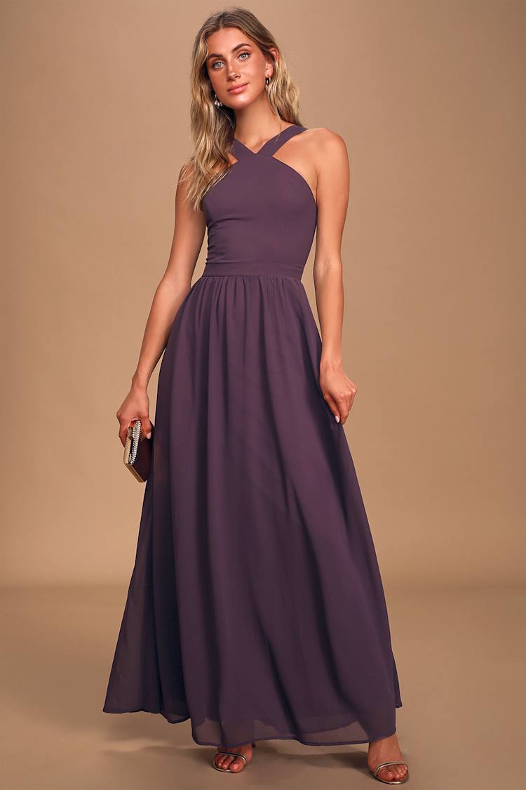 Beautiful Dusty Purple Dress - Maxi Dress - Halter Dress - Lulus
