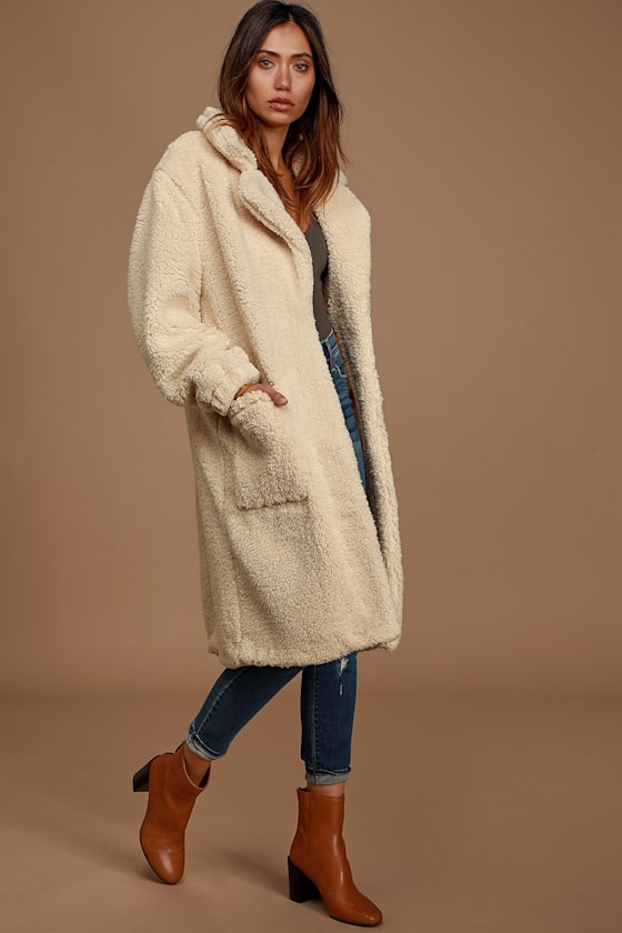 Tessa Cream Longline Teddy Coat 2