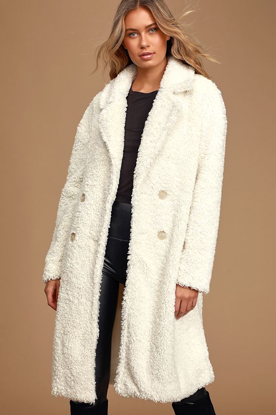 Mindful Miss White Midi Teddy Coat 8