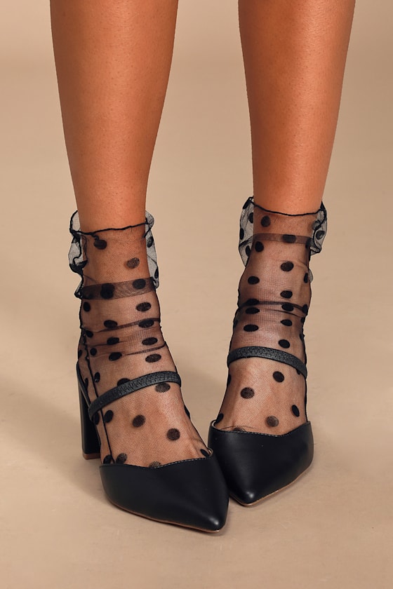 Cute Black Mesh Ankle Socks Sheer Polka Dot Socks Ankle Socks Lulus