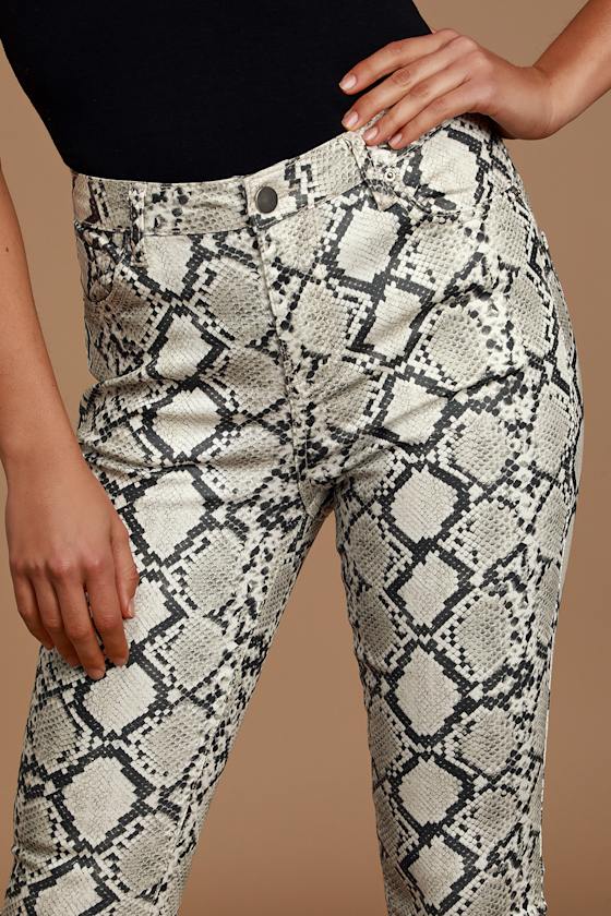Python Jeans - Snake Print Skinny Jeans - Coated Denim Jeans - Lulus