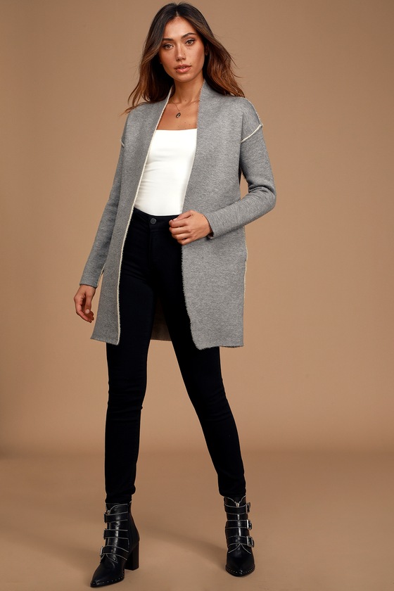 Sage The Label Be Right There - Grey Cardigan - Reversible Cardi - Lulus