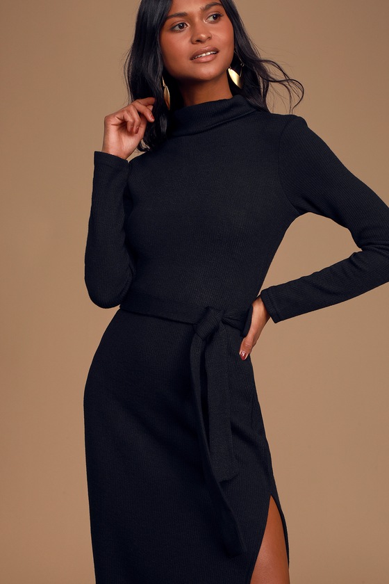 black sweater turtleneck dress