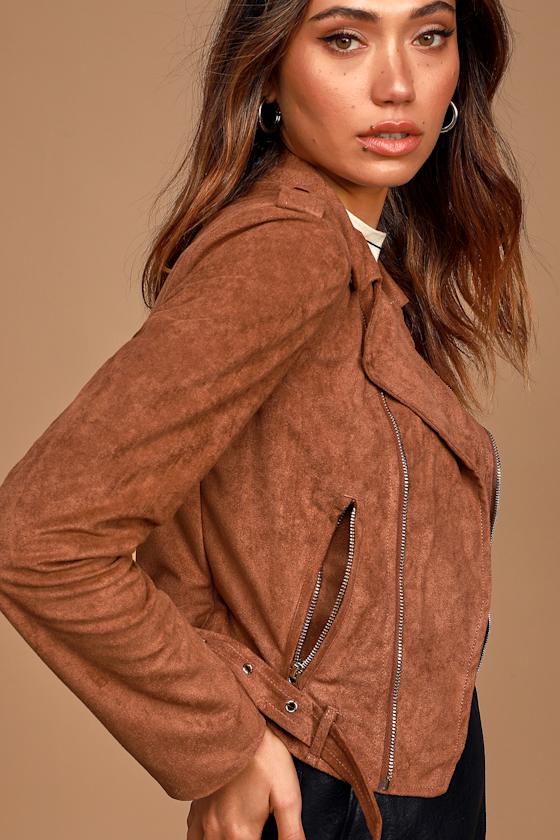 Ride With Me Brown Vegan Suede Moto Jacket 9