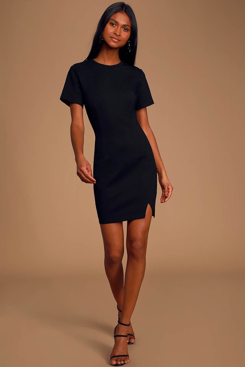 short sleeve bodycon mini dress Modal Short-Sleeve Bodycon Mini Dress in White - XL
