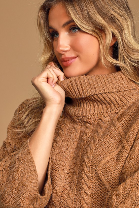 brown cropped turtleneck